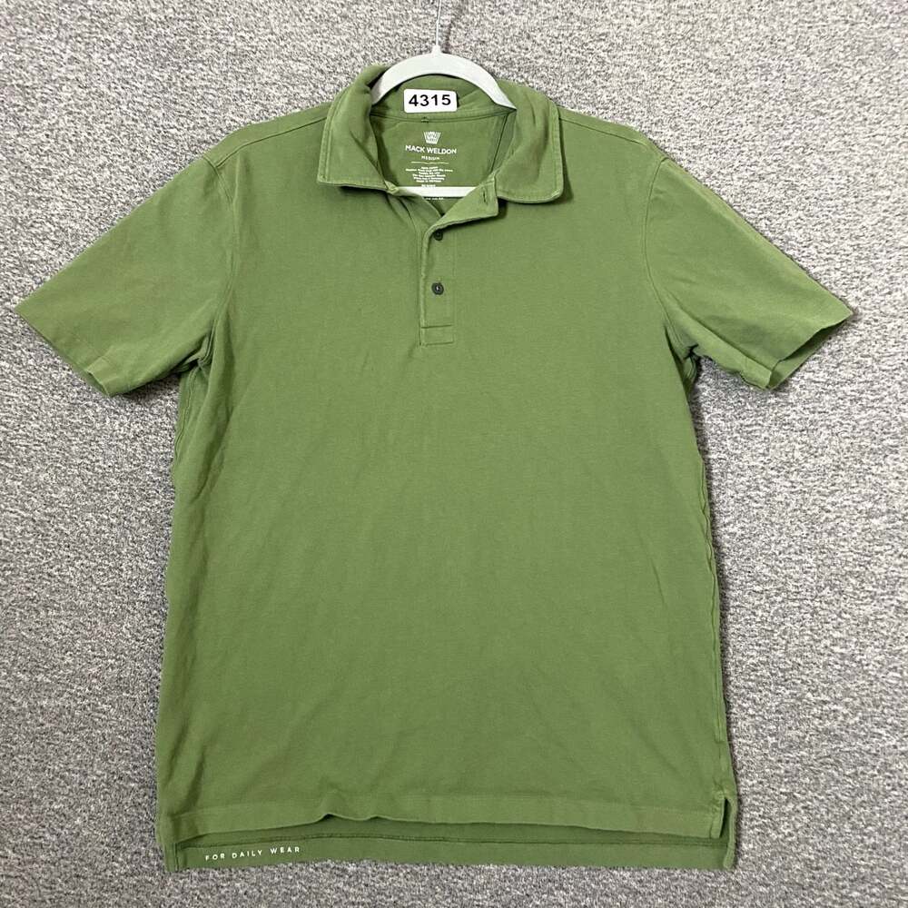 Mack Weldon Men’s Medium Green Short Sleeve Collared Cotton Summer Polo Shirt